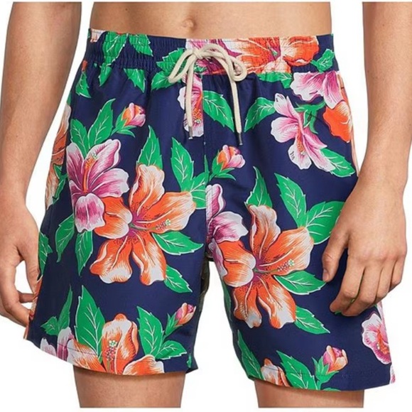 Polo Ralph Lauren Traveler Classic Iconic Hibiscus 5.75" Swim Trunks Size XXL - Picture 1 of 8